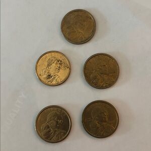 Lot of 5 Sacajawea $1 gold colored coins